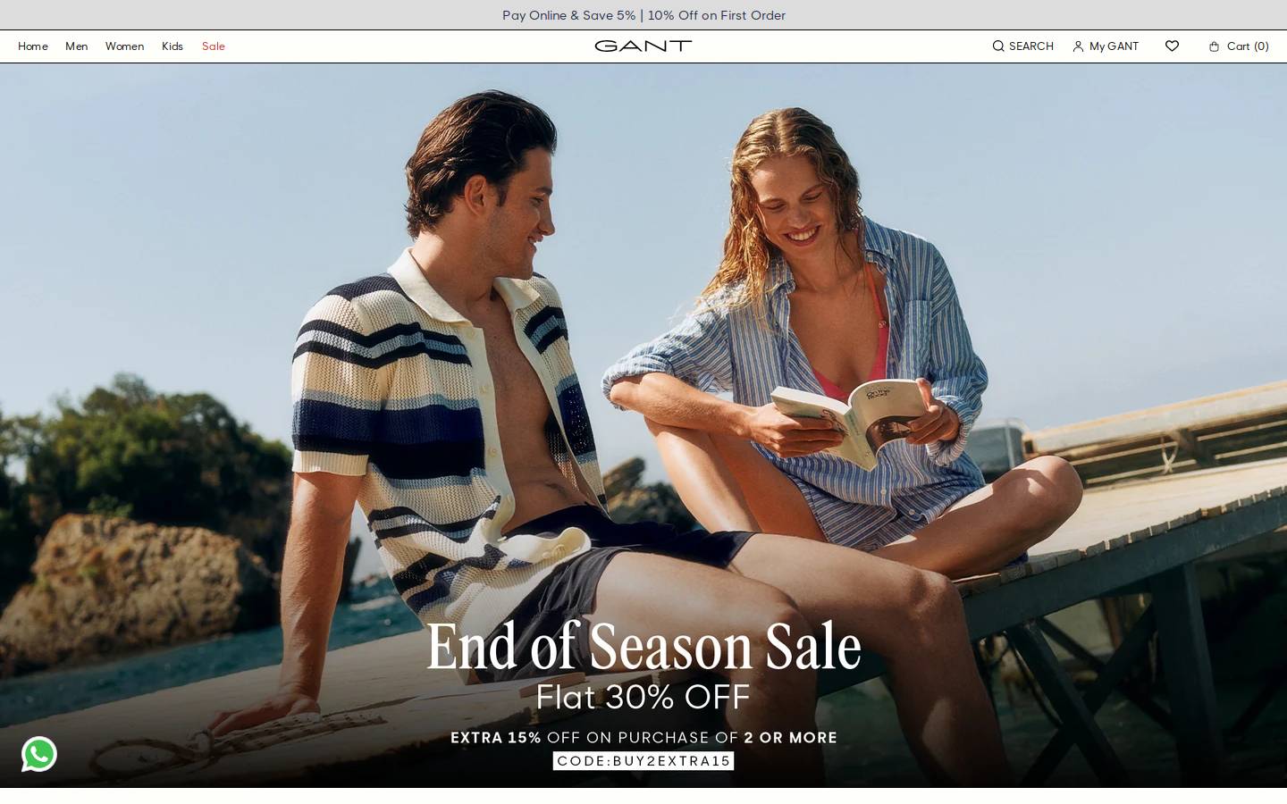 GANT USA homepage screenshot
