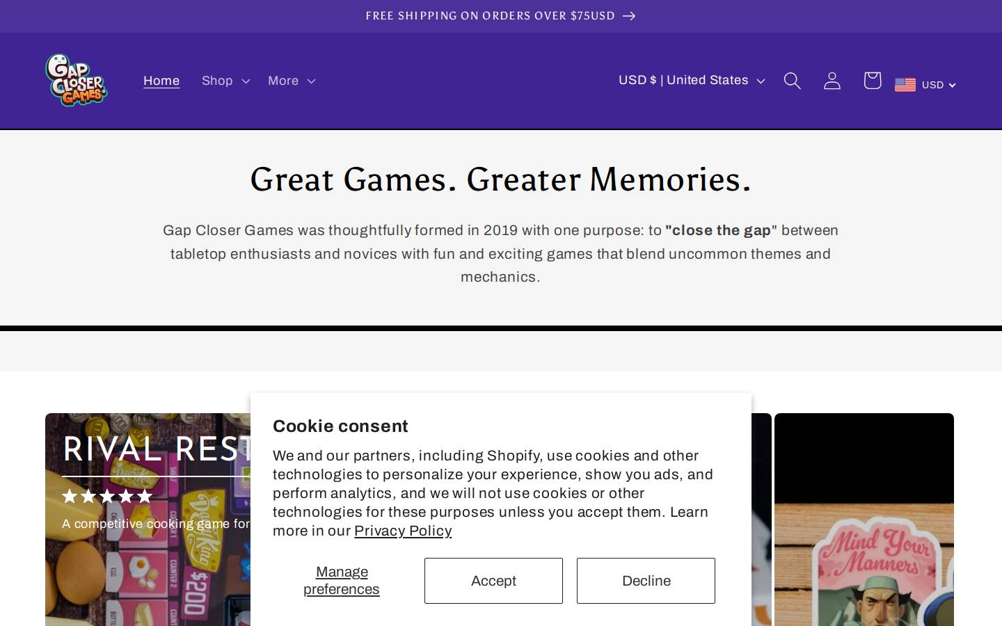 gapclosergames.com homepage screenshot