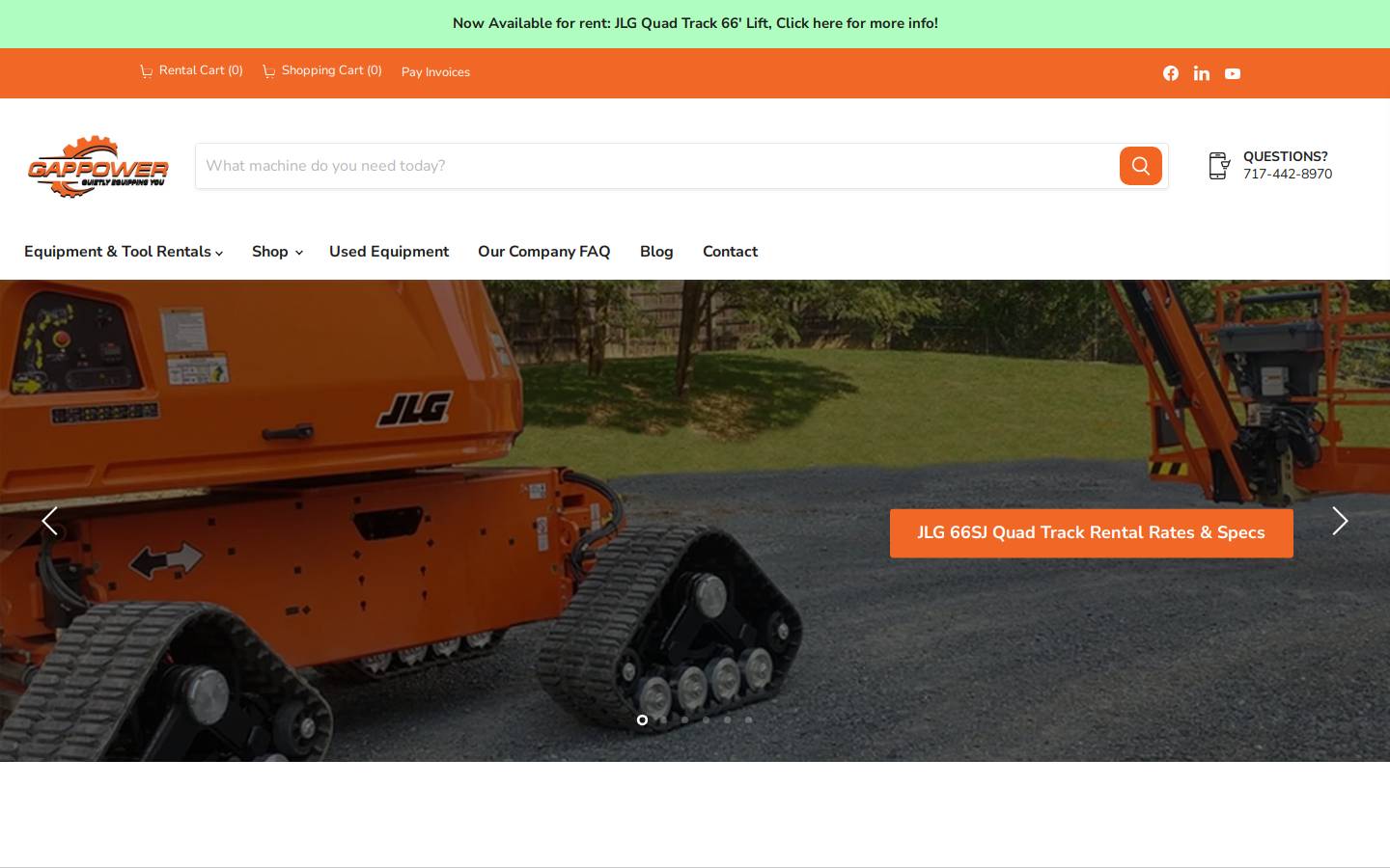 Gap Power Rentals Plus - Welcome homepage screenshot