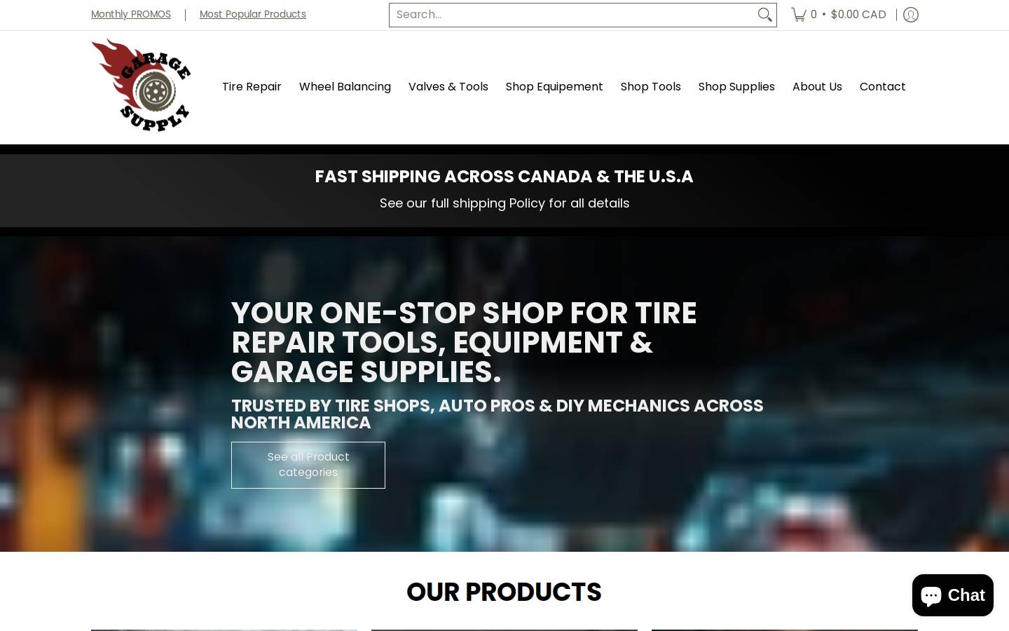 garage-supply.com homepage screenshot