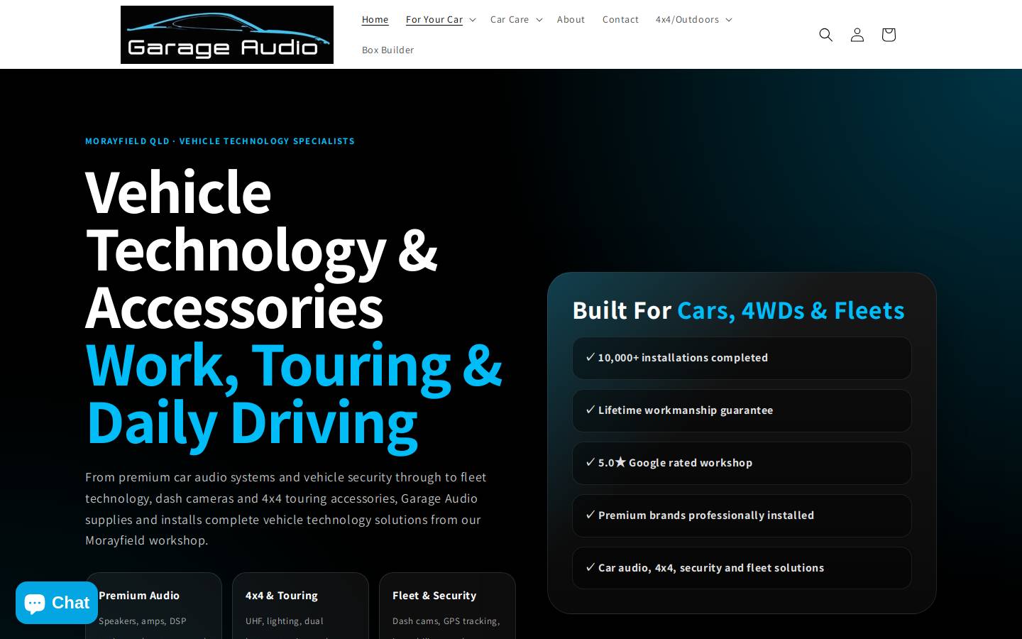 garageaudio.com.au homepage screenshot
