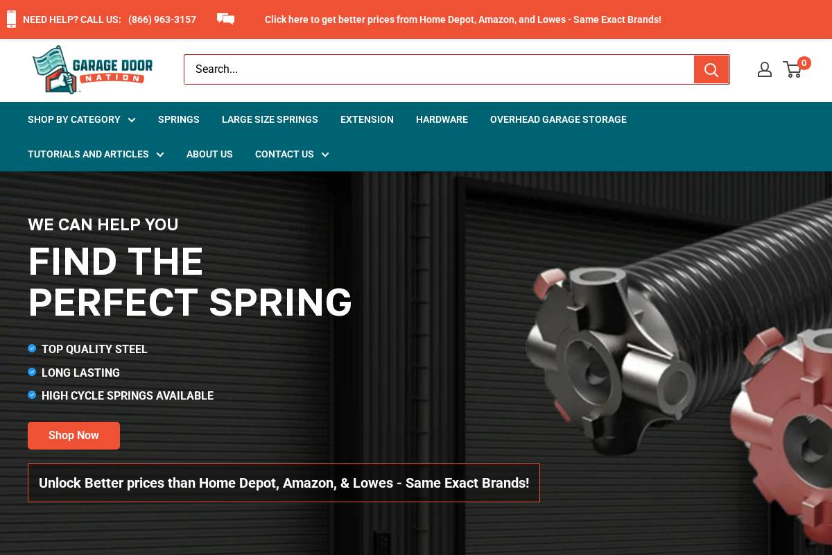 Garage Door Nation homepage screenshot