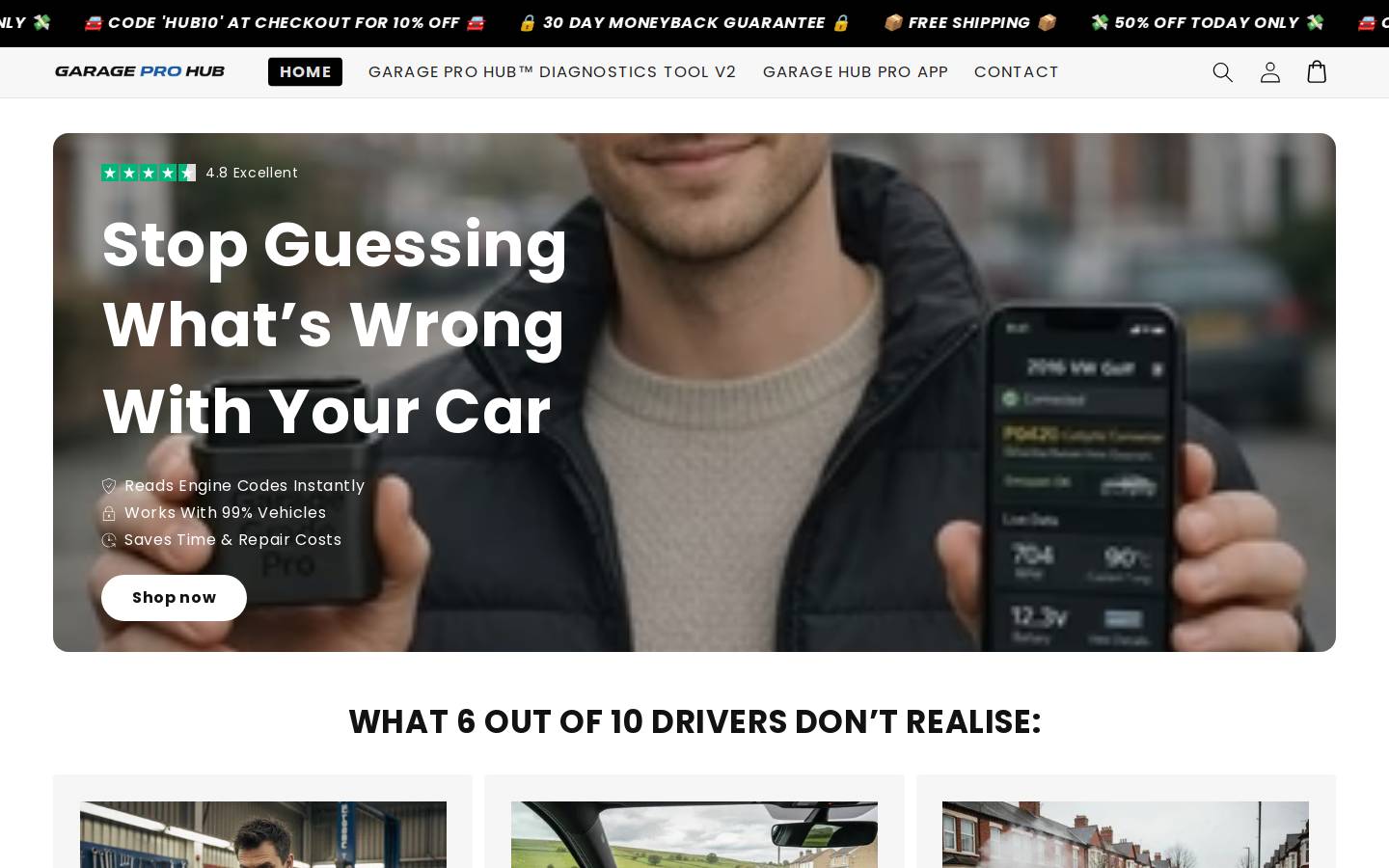 garageprohub.com homepage screenshot