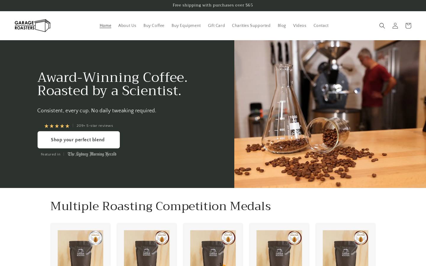 garageroasters.com.au homepage screenshot