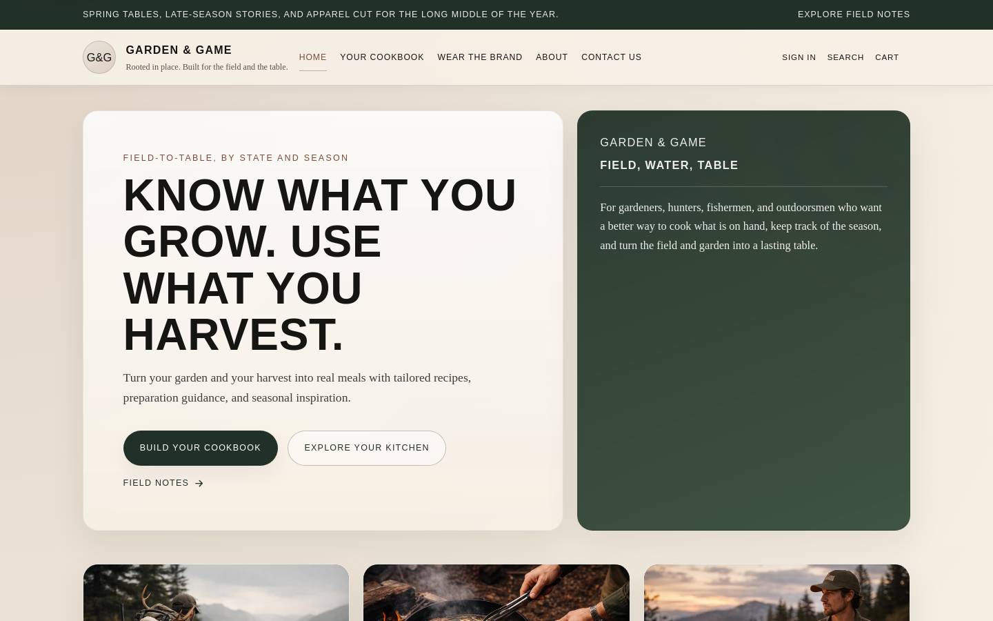 gardenandgame.com homepage screenshot