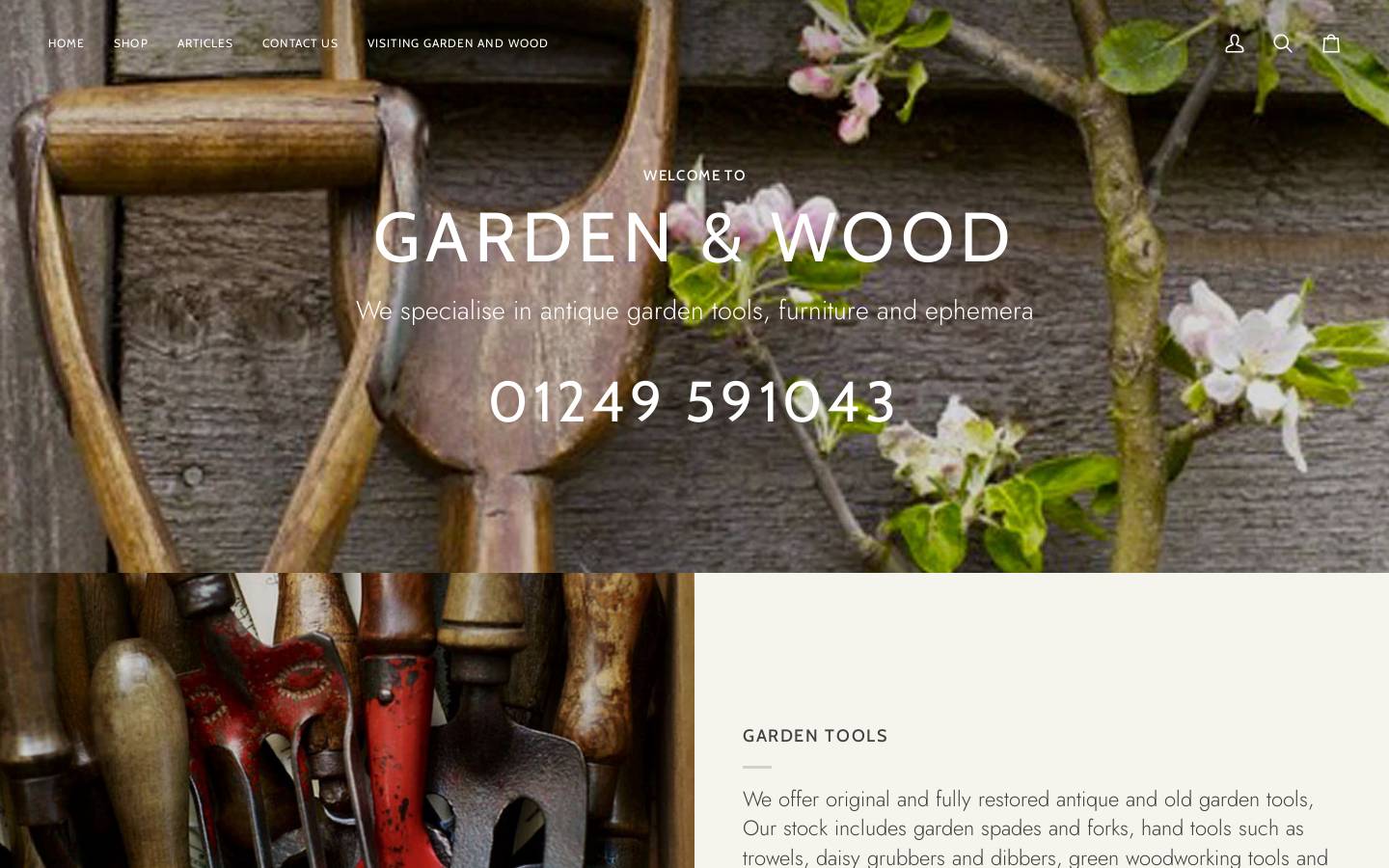 Gardenandwood homepage screenshot
