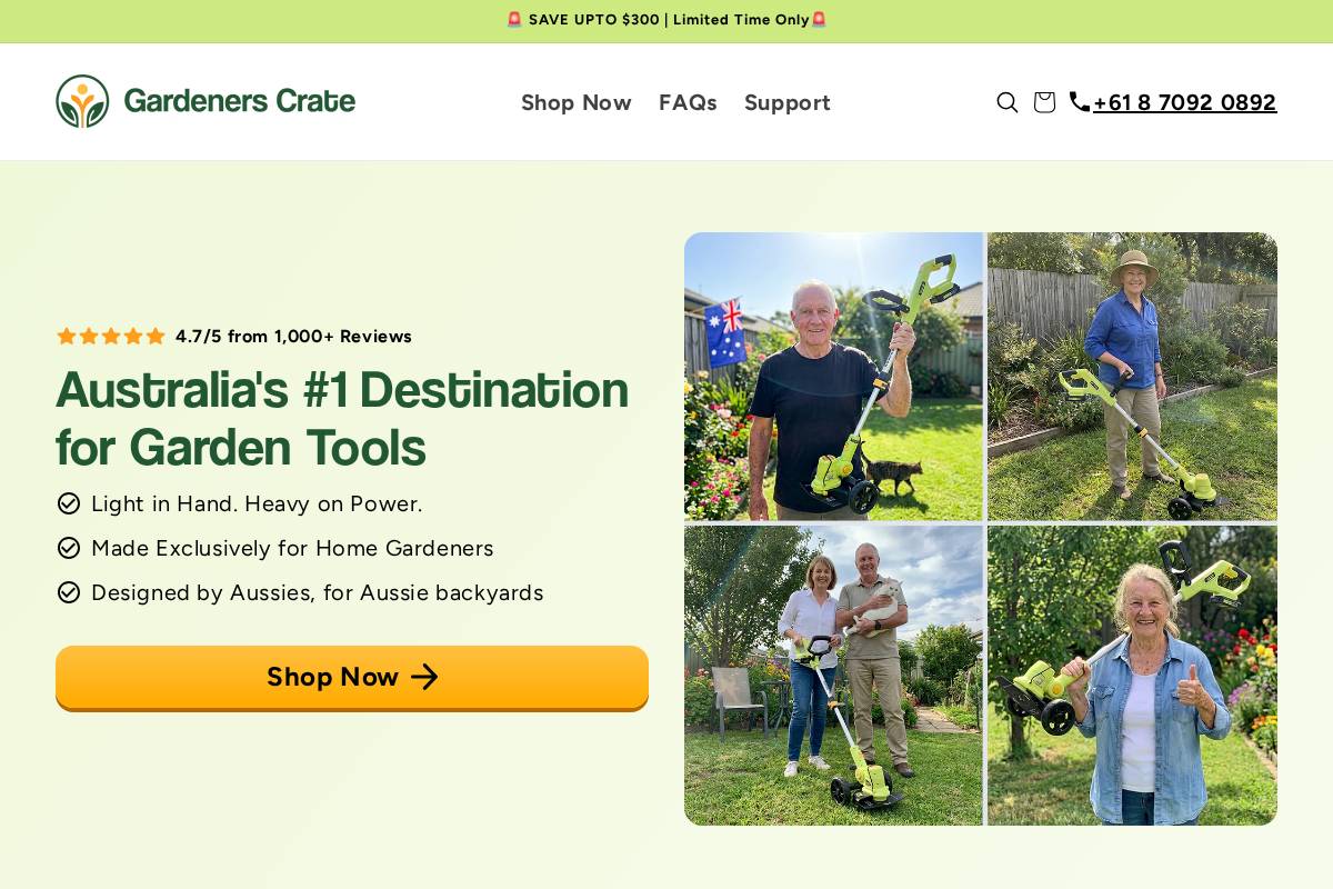 Gardeners Crate homepage screenshot