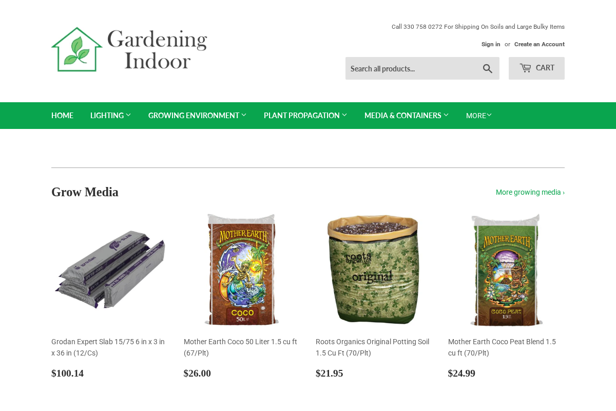 Indoor Gardening Hydroponics homepage screenshot
