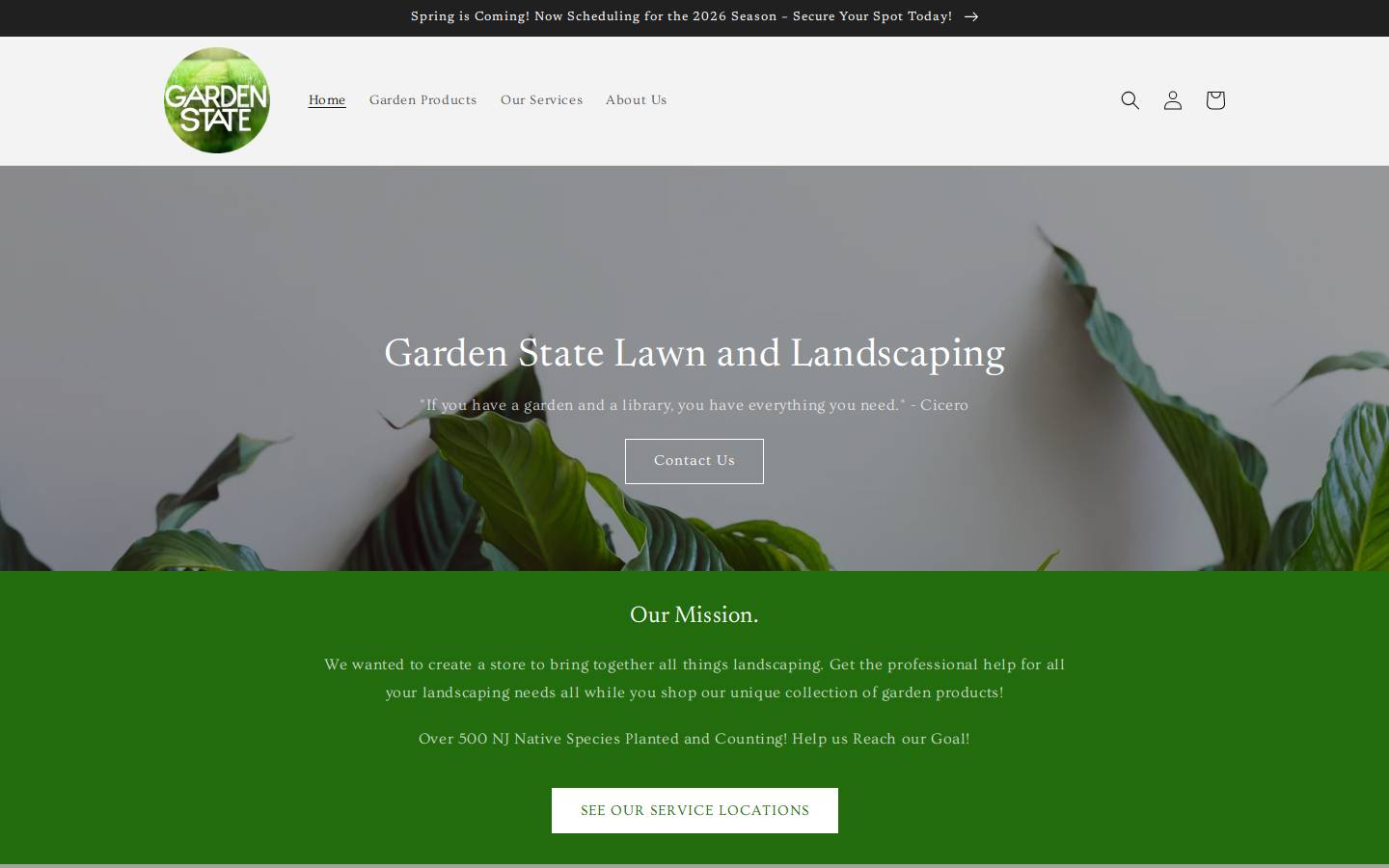 gardenstatelawnandlandscaping.com homepage screenshot