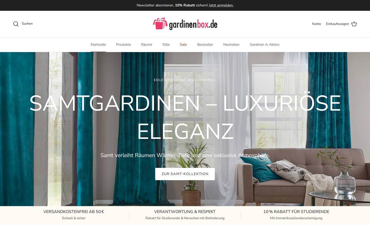 Gardinenbox homepage screenshot