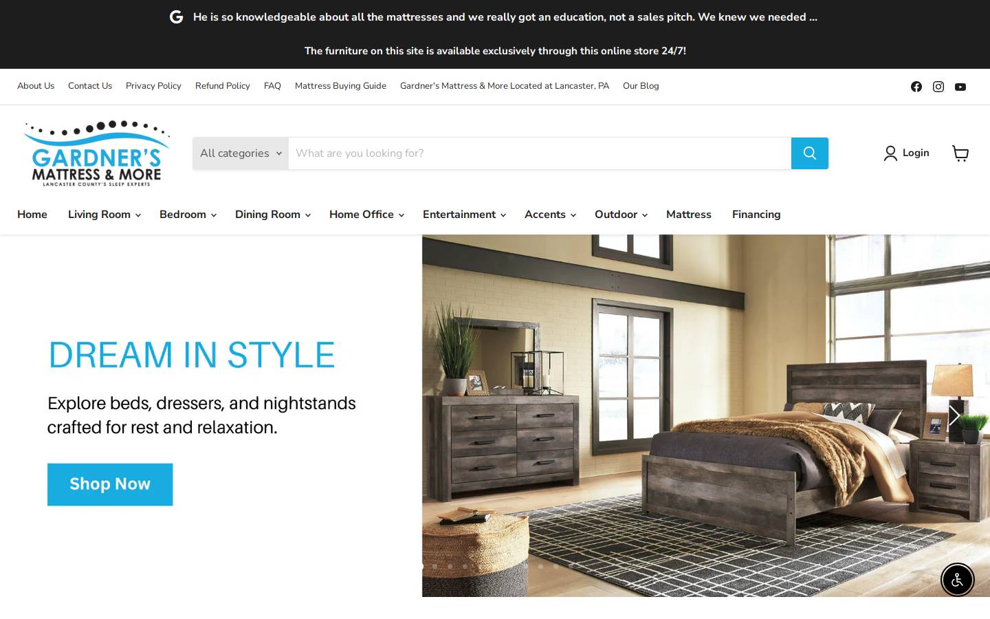 gardnersfurniture.com homepage screenshot