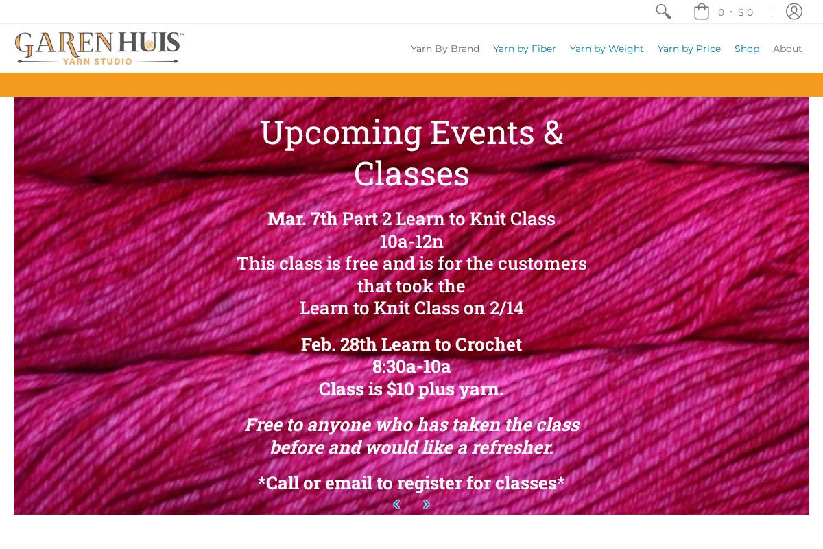 GarenHuis Yarn Studio homepage screenshot