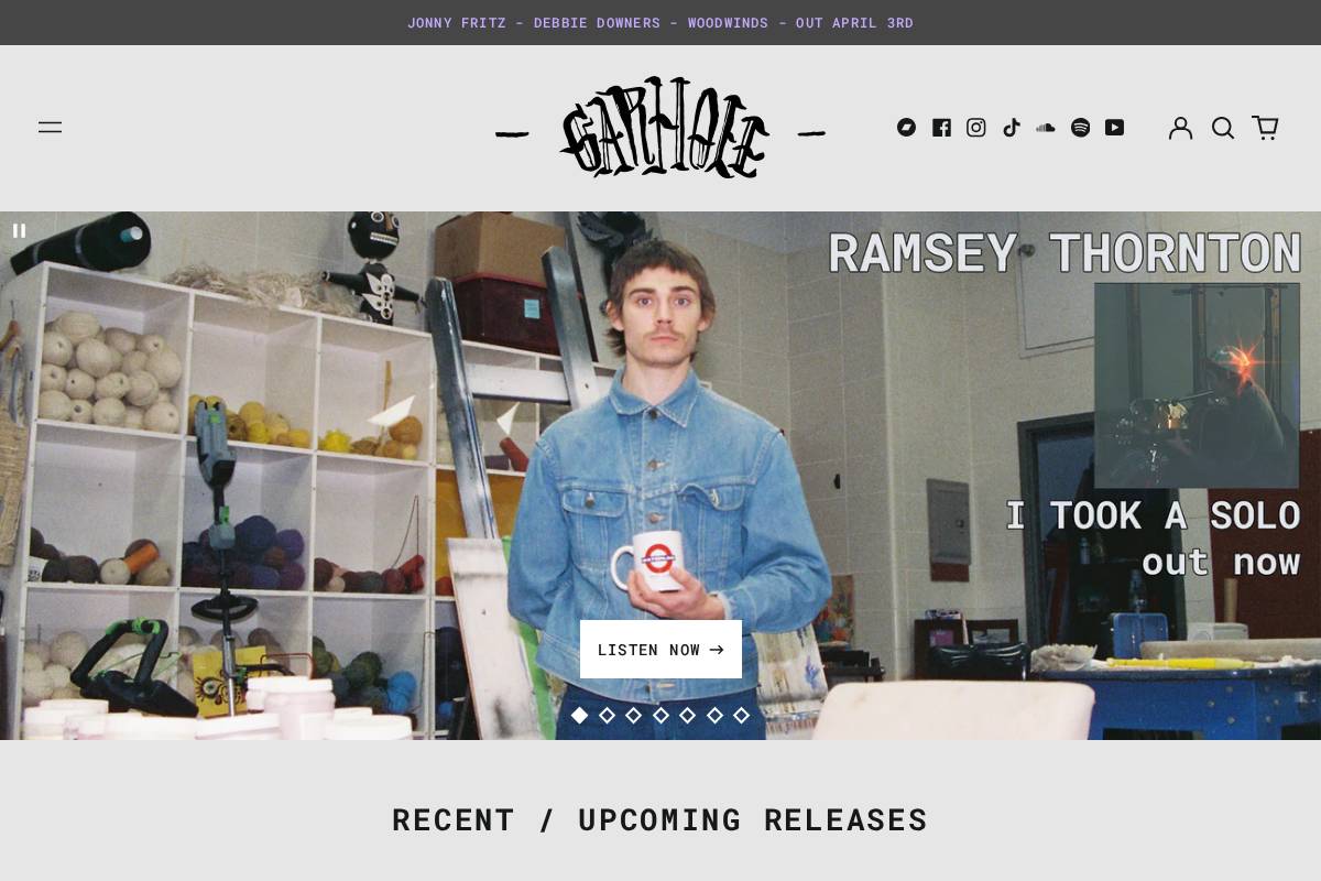 garholerecords.com homepage screenshot