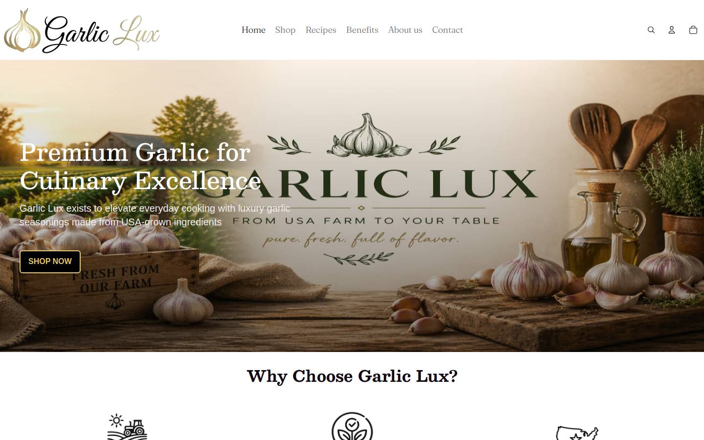 garliclux.com homepage screenshot