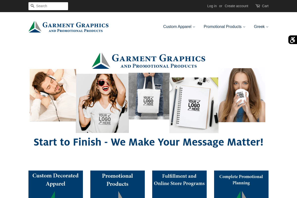 GarmentGraphicsOnline homepage screenshot