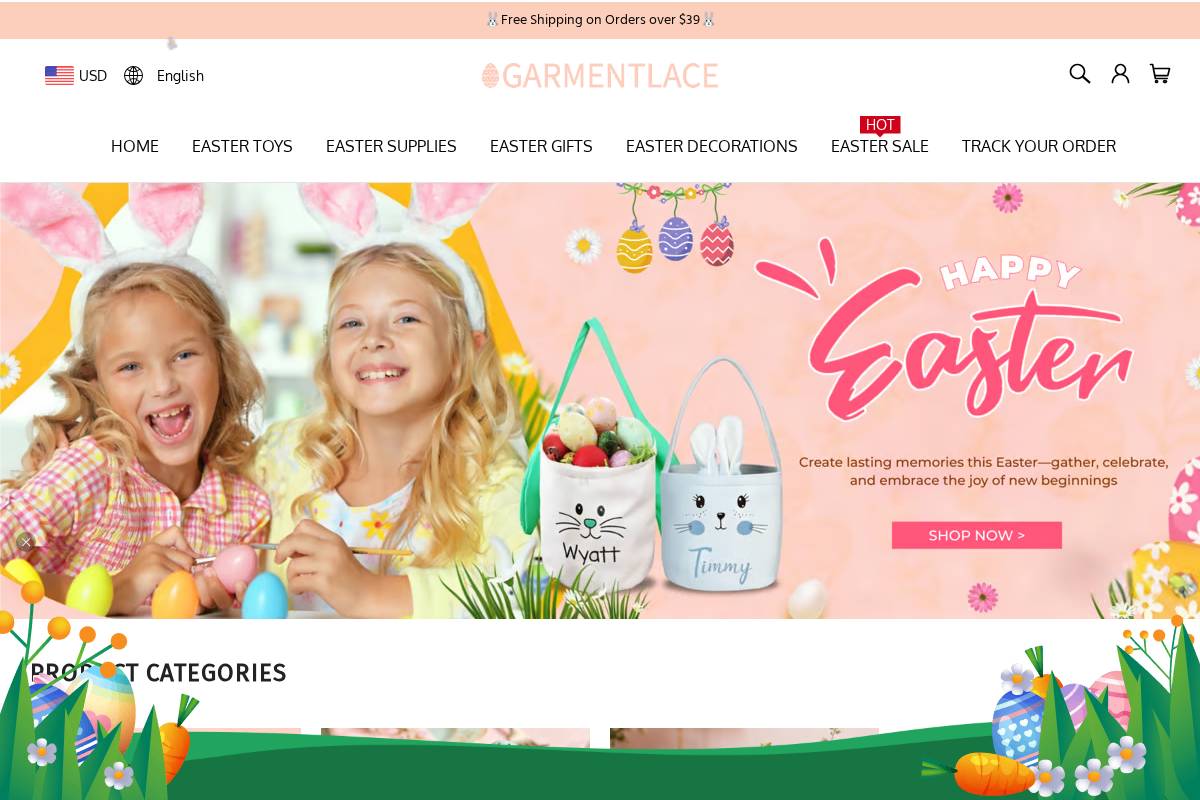 Garmentlace homepage screenshot