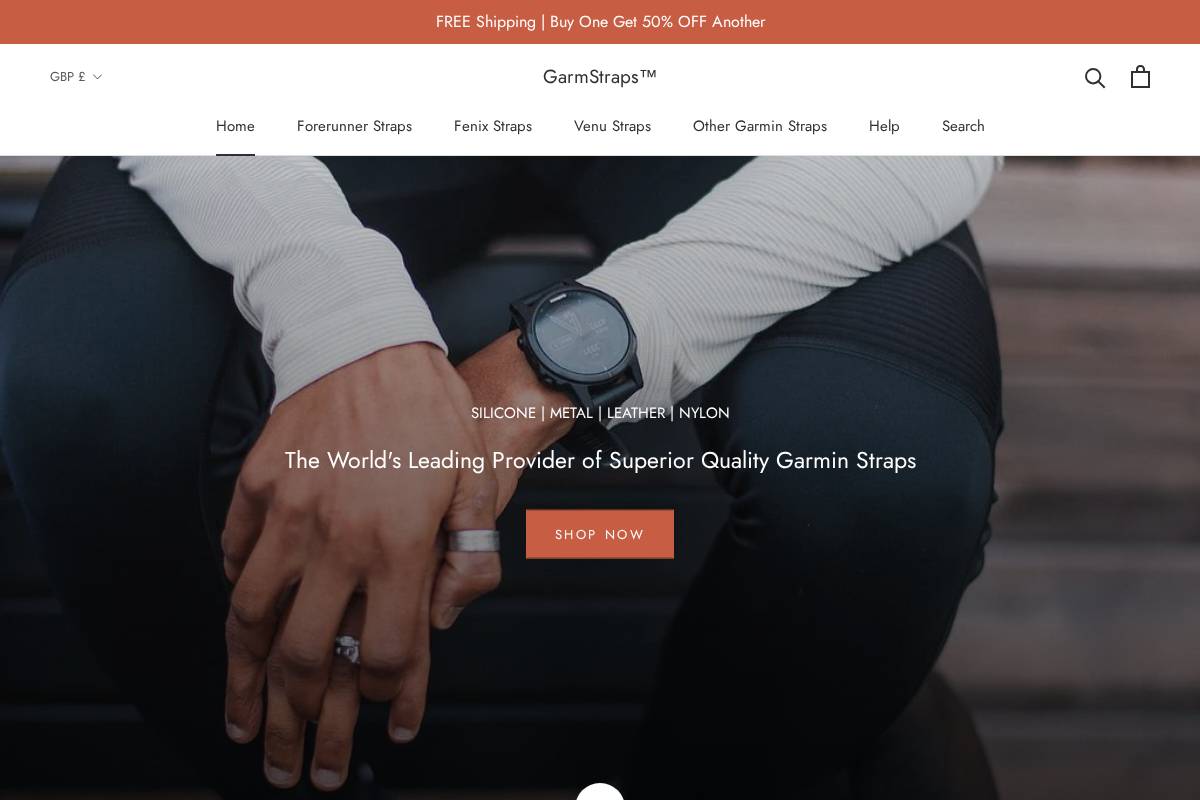 Garmstraps homepage screenshot