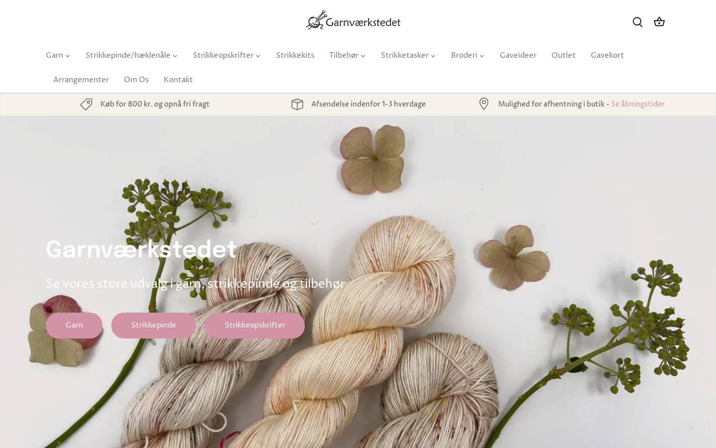 Garnvaerkstedet homepage screenshot