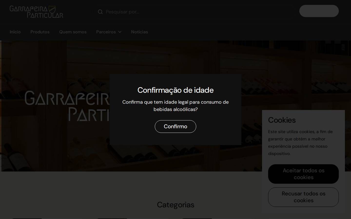 garrafeiraparticular.pt homepage screenshot