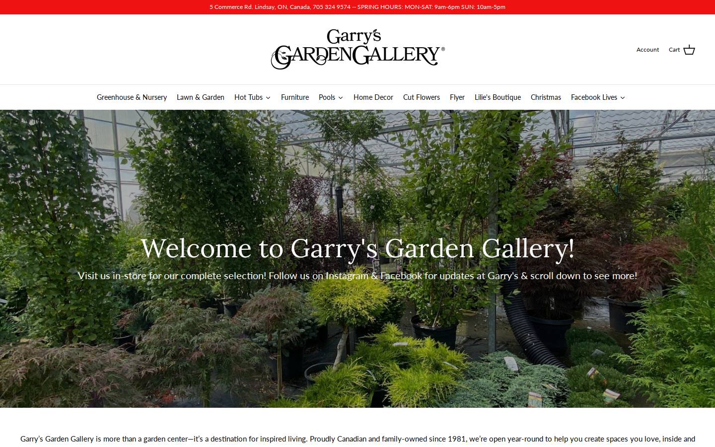 garrysgardengallery.com homepage screenshot