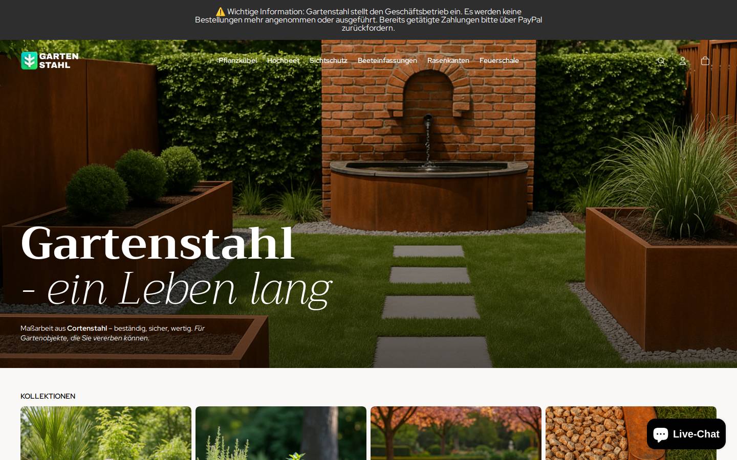 Gartenstahl homepage screenshot