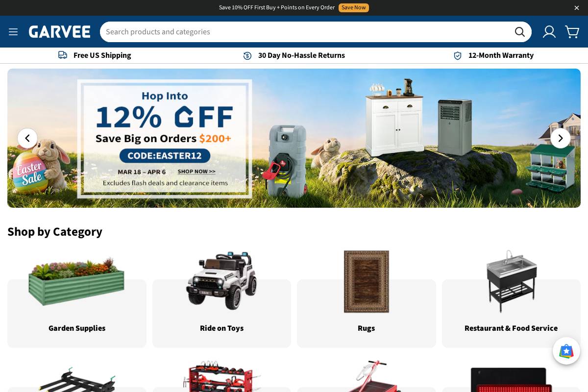 Garvee homepage screenshot