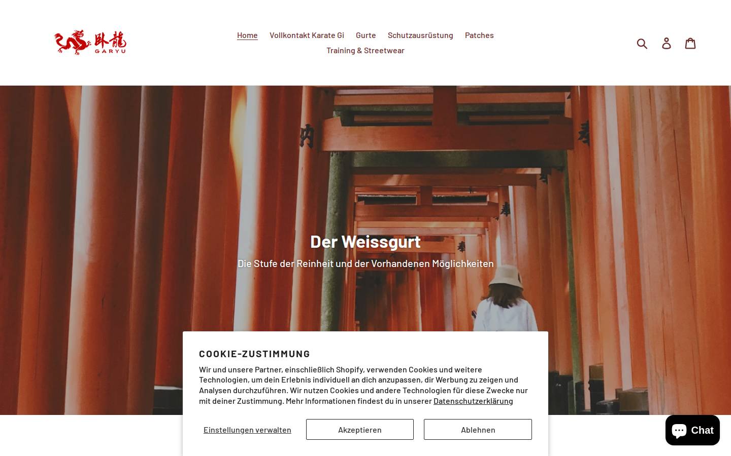 garyu-karate-shop.de homepage screenshot