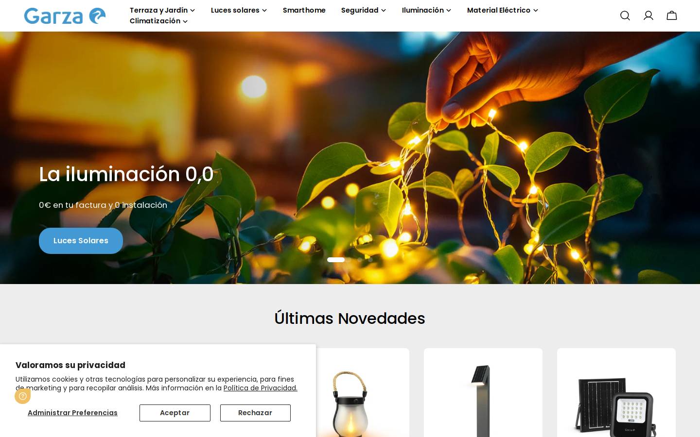 Garza homepage screenshot