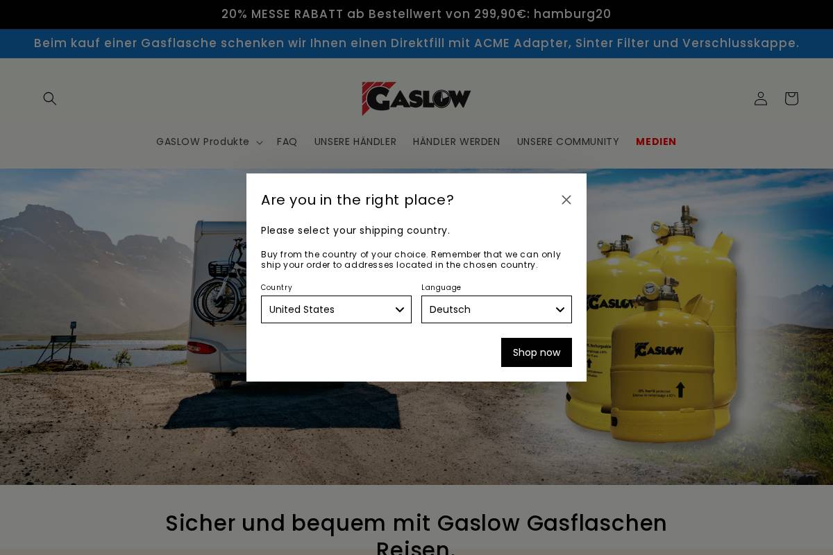 gaslowdirekt.de homepage screenshot