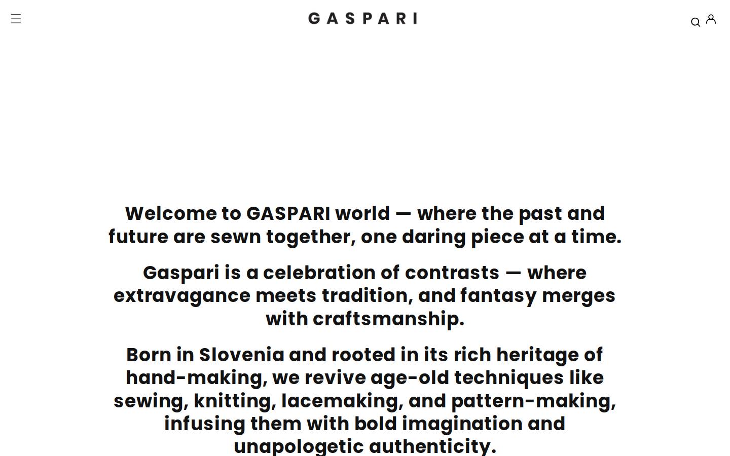 gaspariofficial.com homepage screenshot