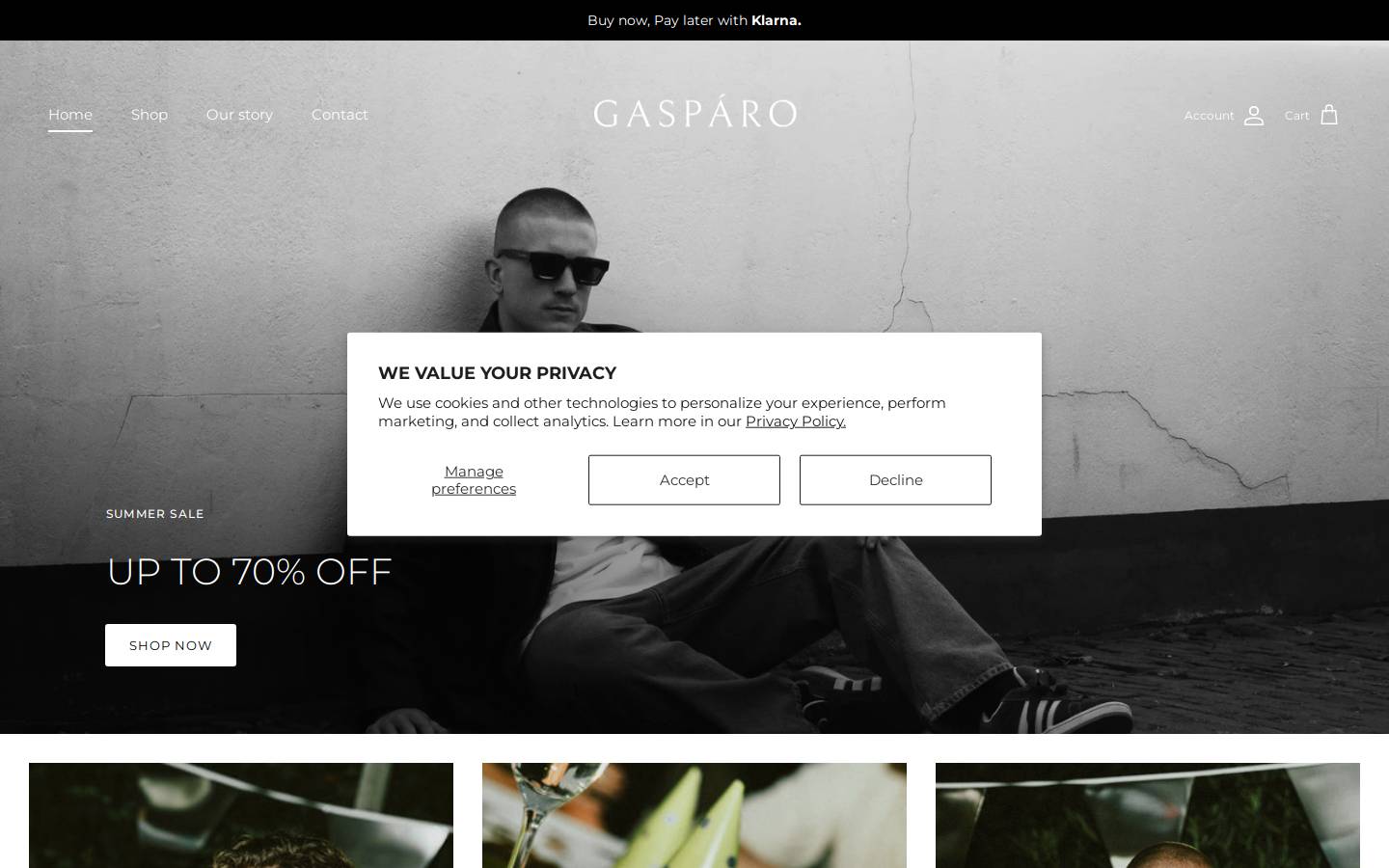 Gaspáro homepage screenshot