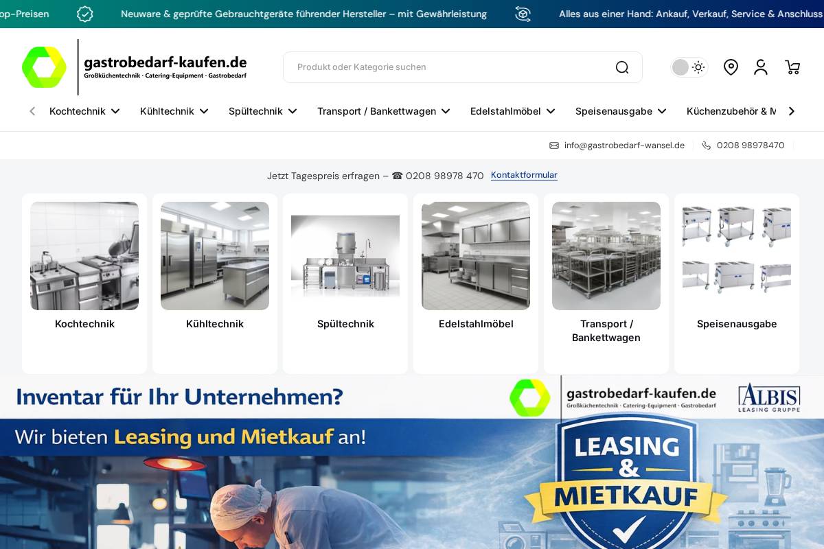 gastrobedarf-kaufen.de homepage screenshot