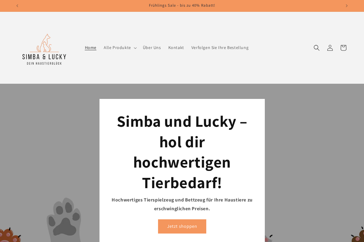 Simba & Lucky homepage screenshot