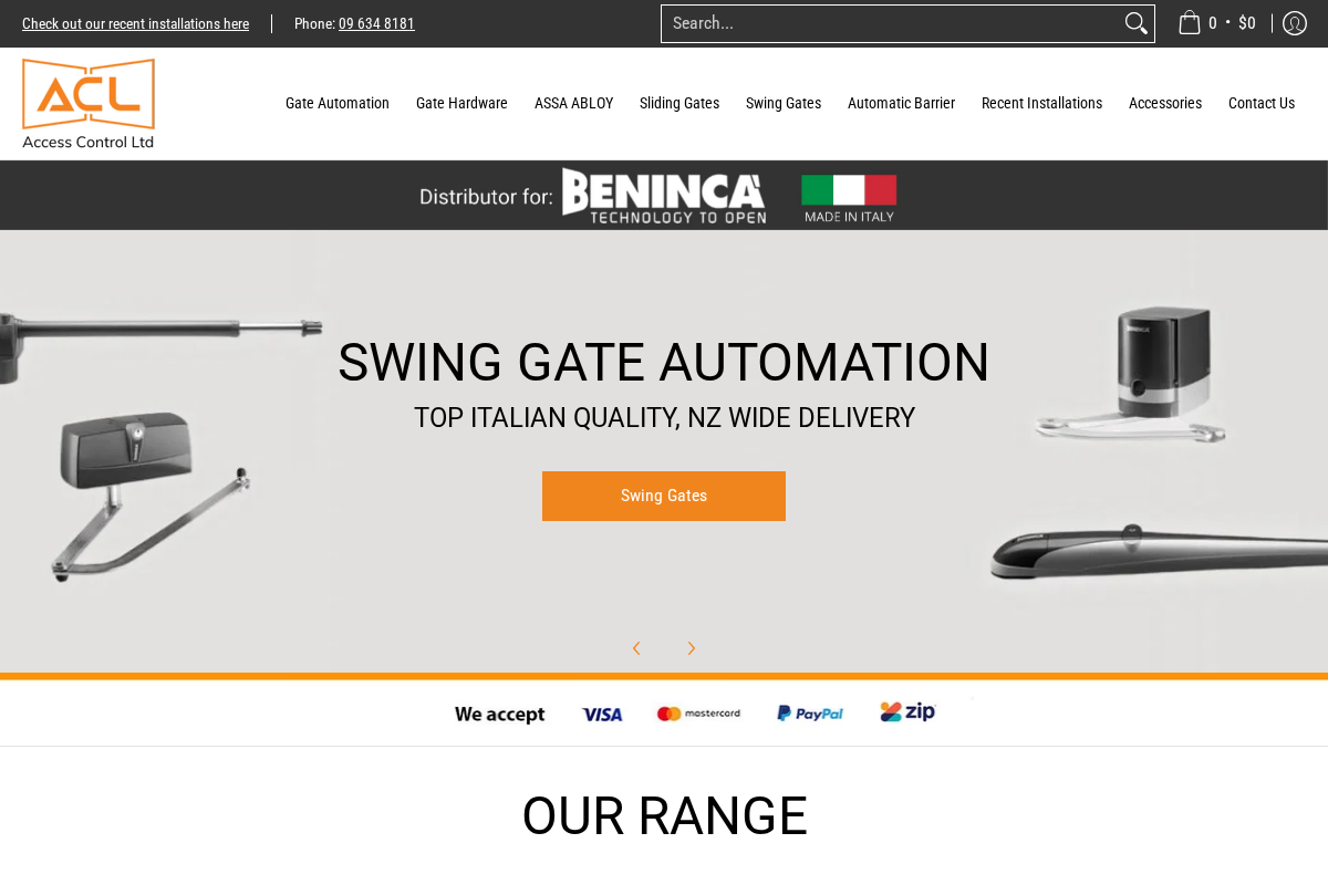 Beninca Gate Automation homepage screenshot