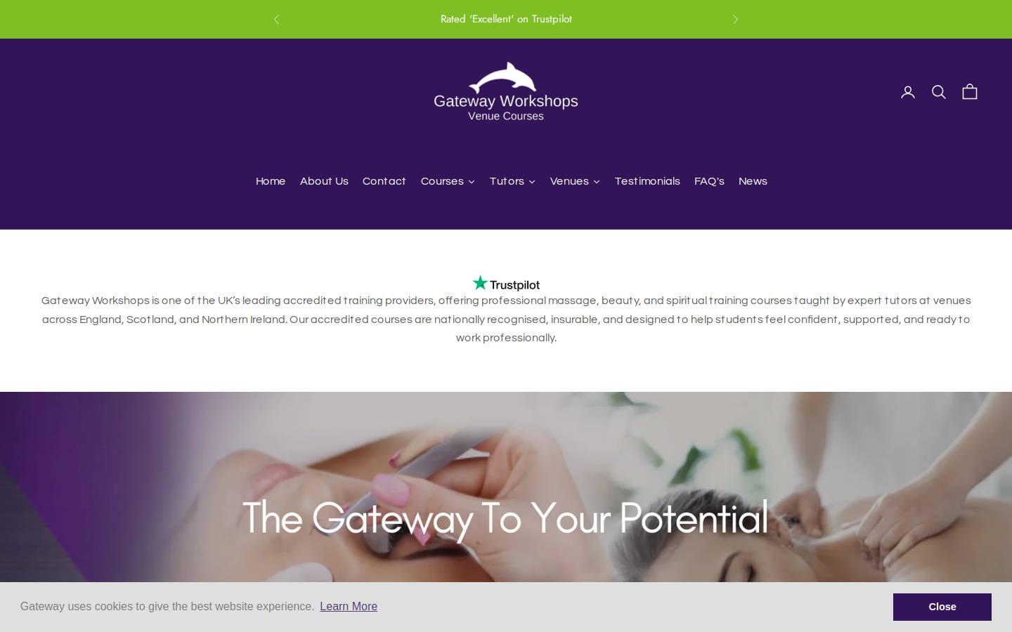Gateway Workshops homepage screenshot