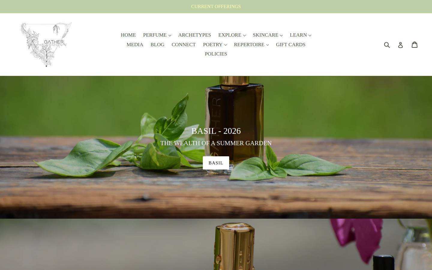 gatherperfume.com homepage screenshot