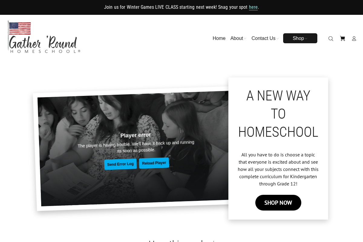 gatherroundhomeschool.com homepage screenshot