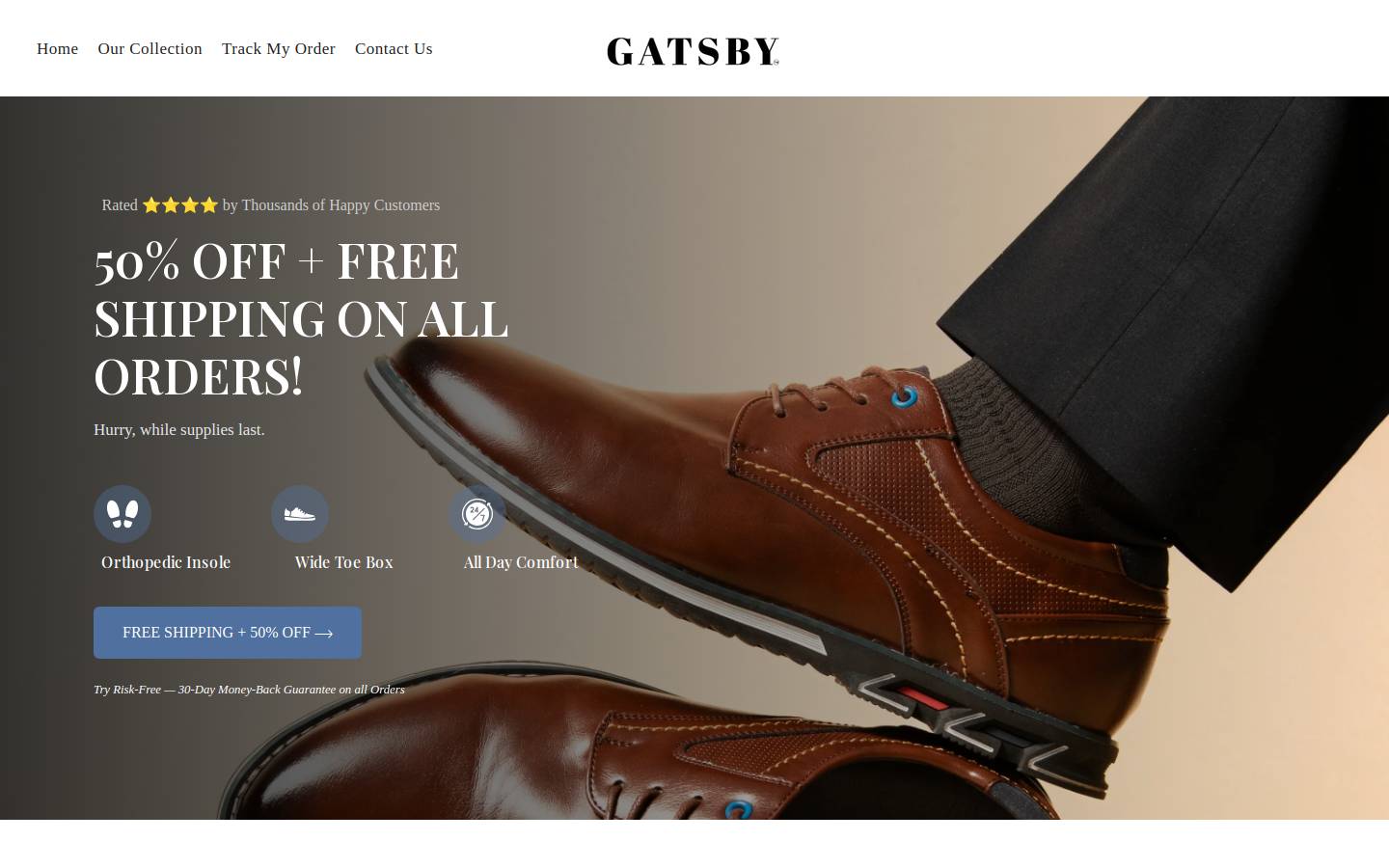 Gatsbyshoes homepage screenshot