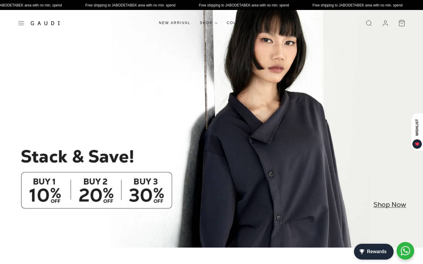 gaudi-clothing.com homepage screenshot