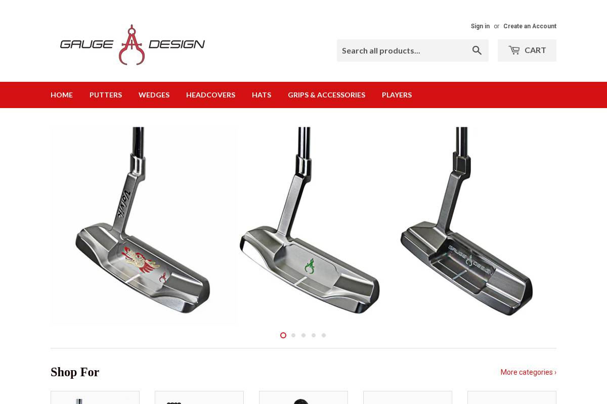 gaugedesigngolfshop.com homepage screenshot