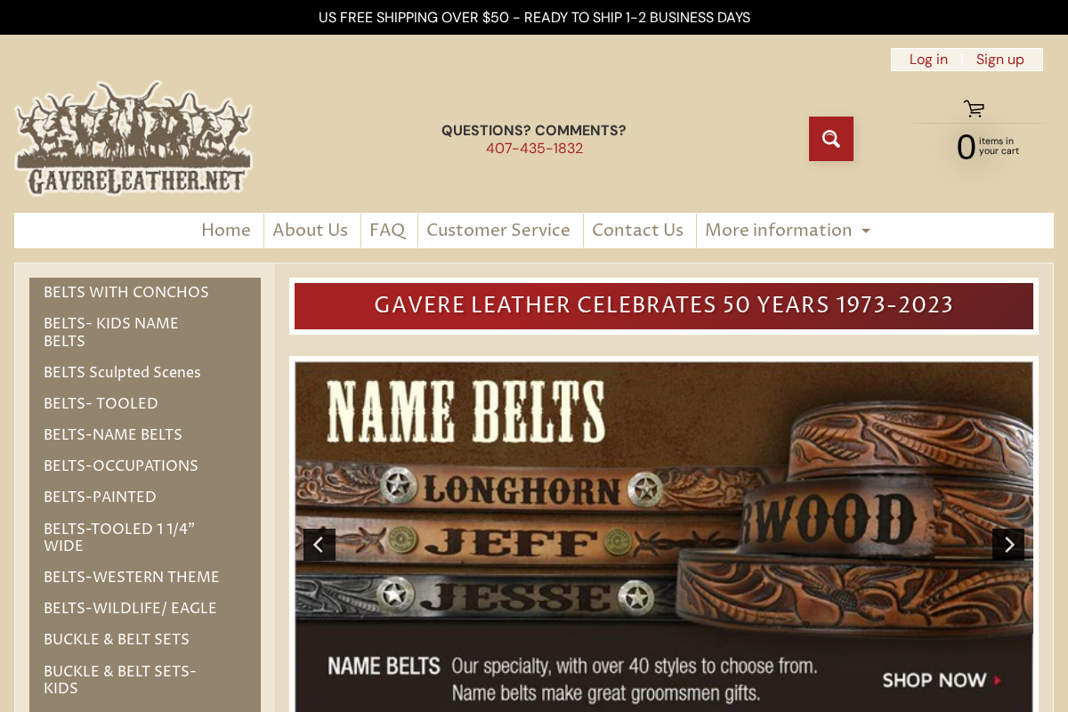 gavereleather.net homepage screenshot