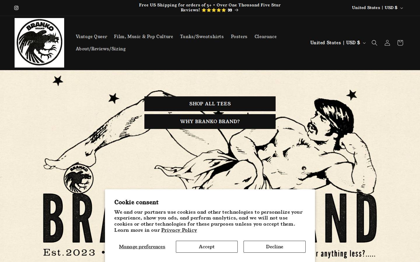 gaybarshirts.com homepage screenshot