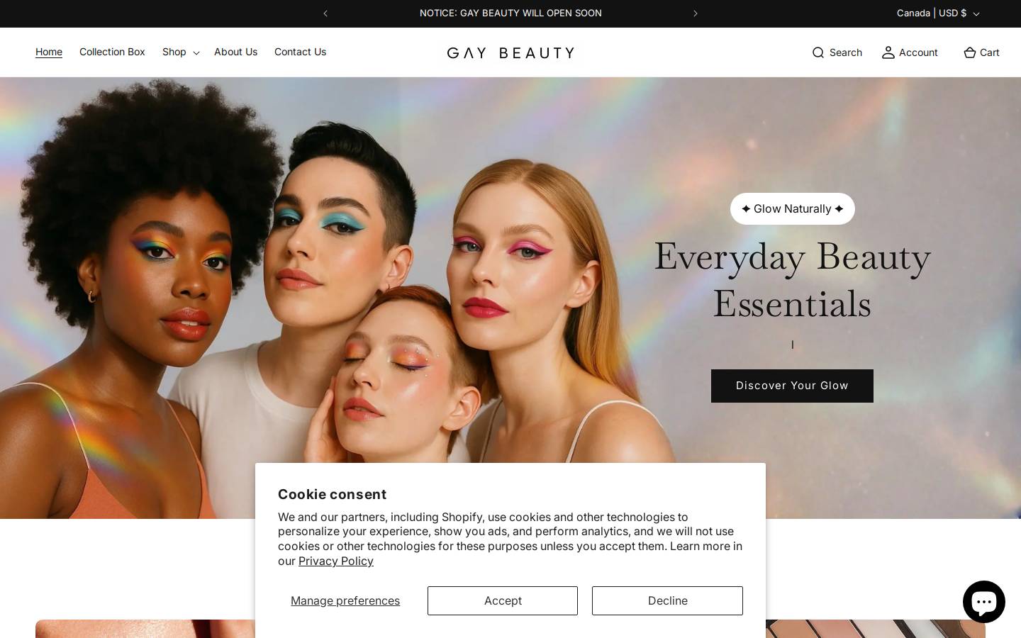gaybeauty.com homepage screenshot