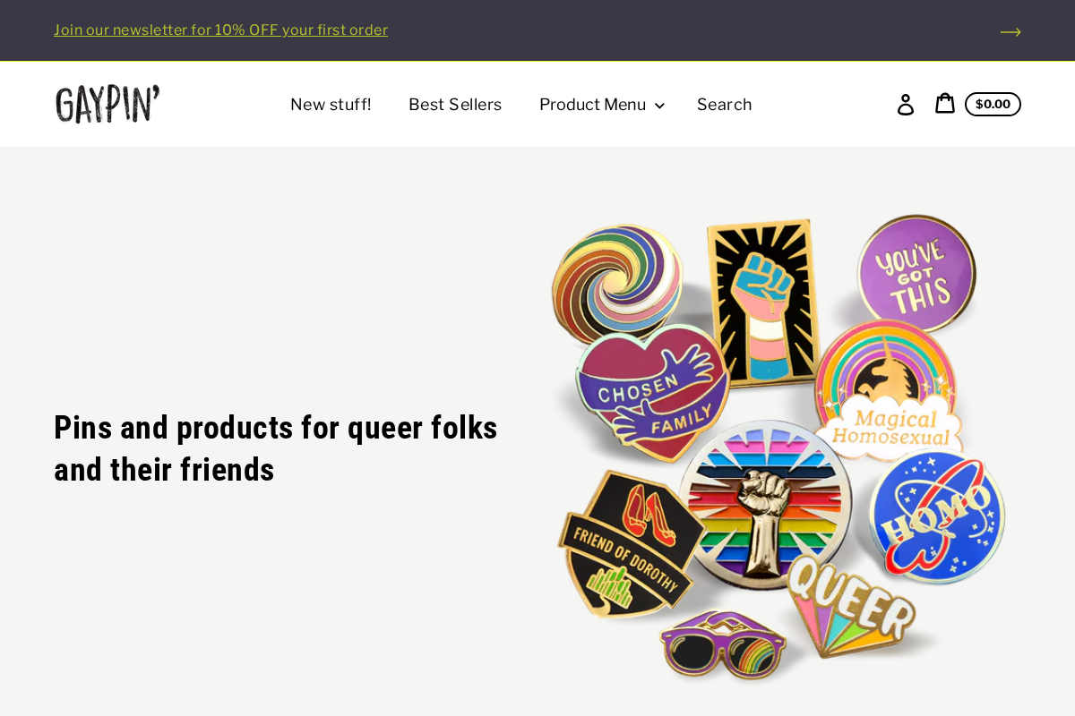 GAYPIN' homepage screenshot
