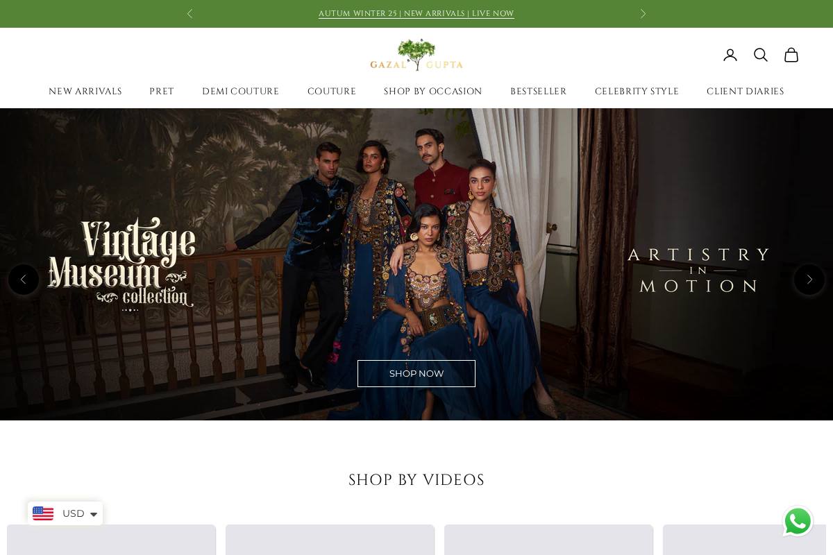 Gazal Gupta Couture homepage screenshot