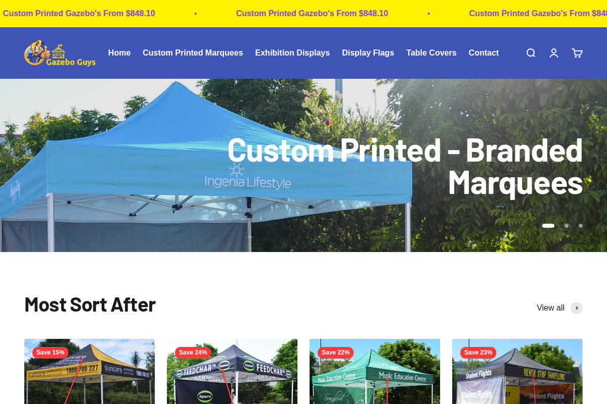 gazeboguys.com.au homepage screenshot