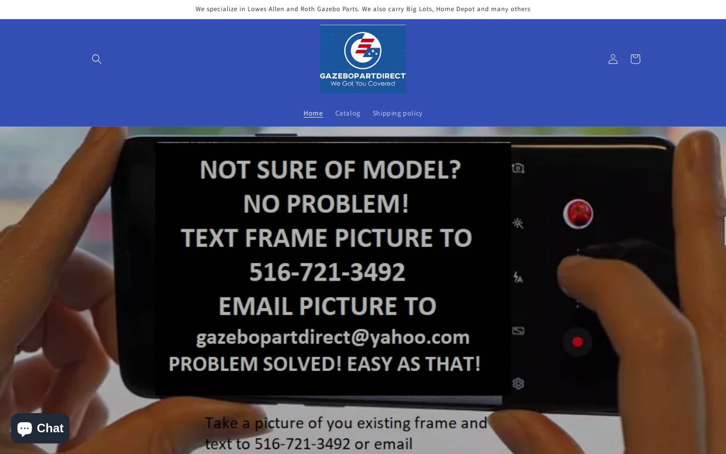 gazebopartdirect.com homepage screenshot