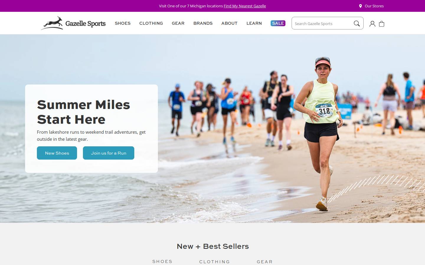 Gazelle Sports homepage screenshot