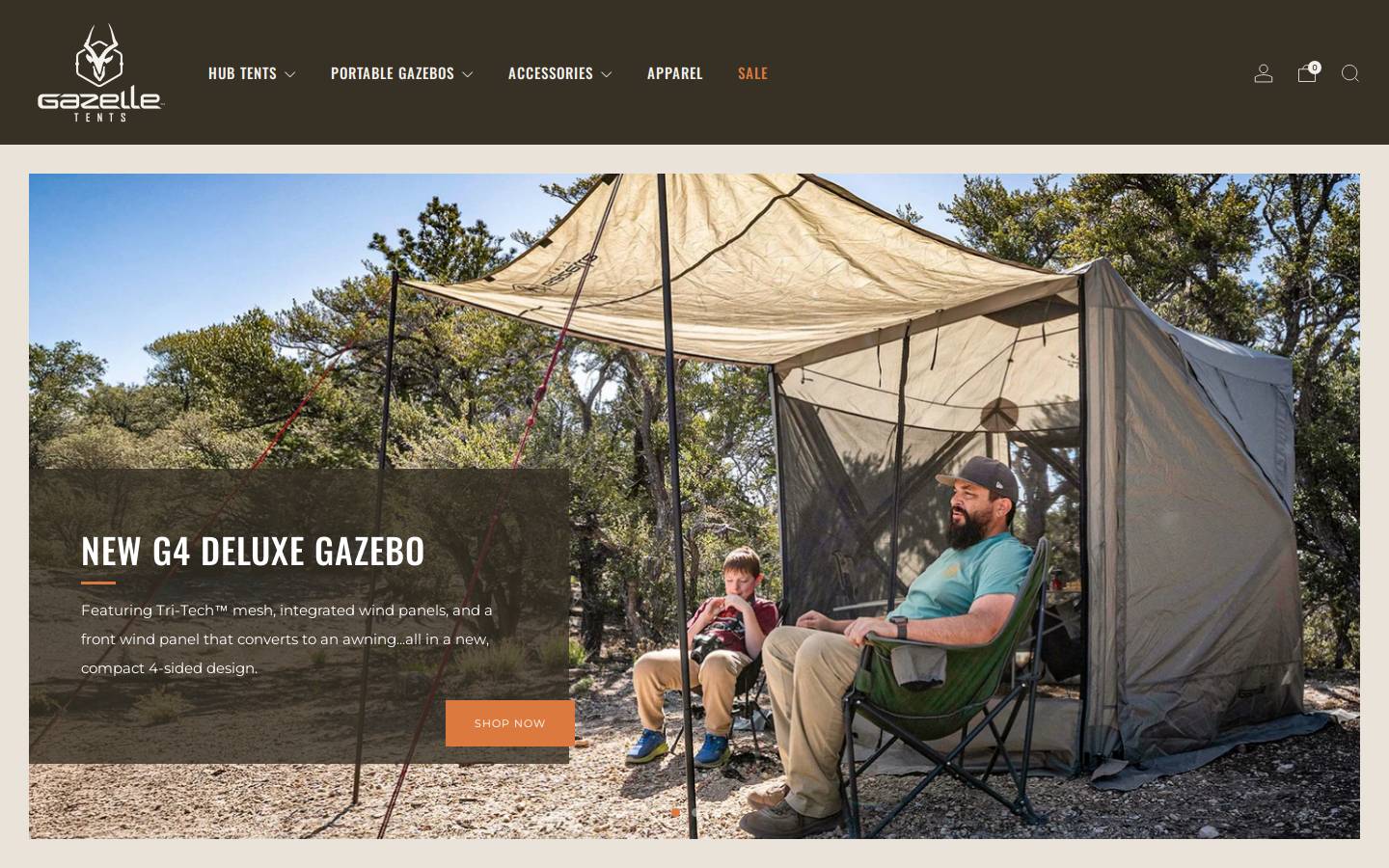 gazelletents.com homepage screenshot