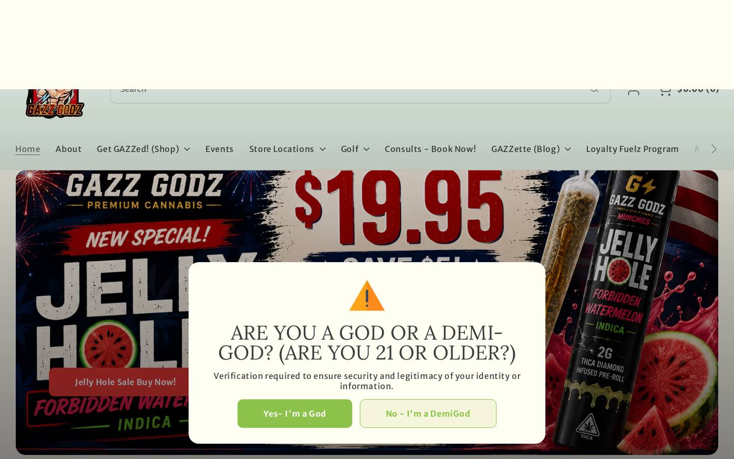 gazzgodz.com homepage screenshot